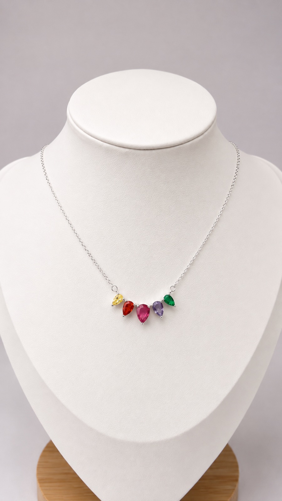 Colar Cristal Princesa Colorido Prata 925