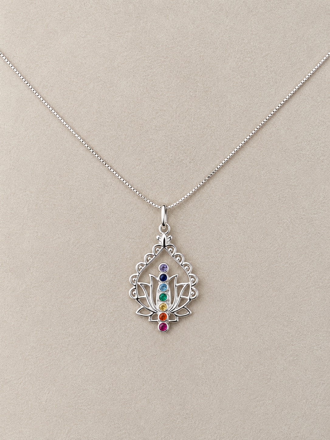 Colar Lótus 7 Chakras Prata 925