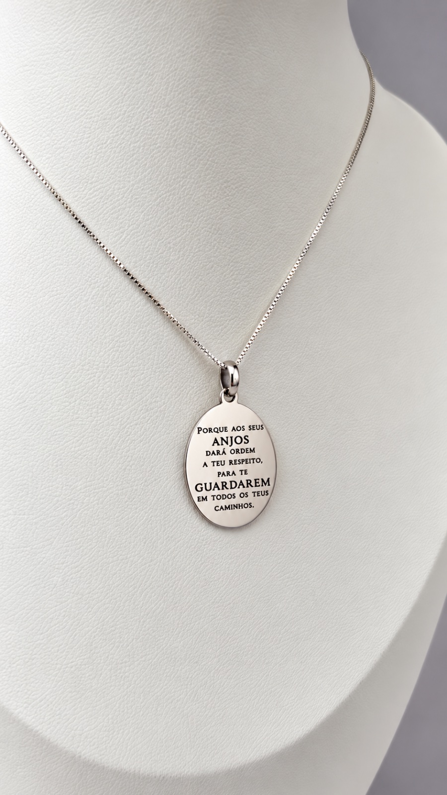 Colar Medalha Oração dos Anjos Prata 925