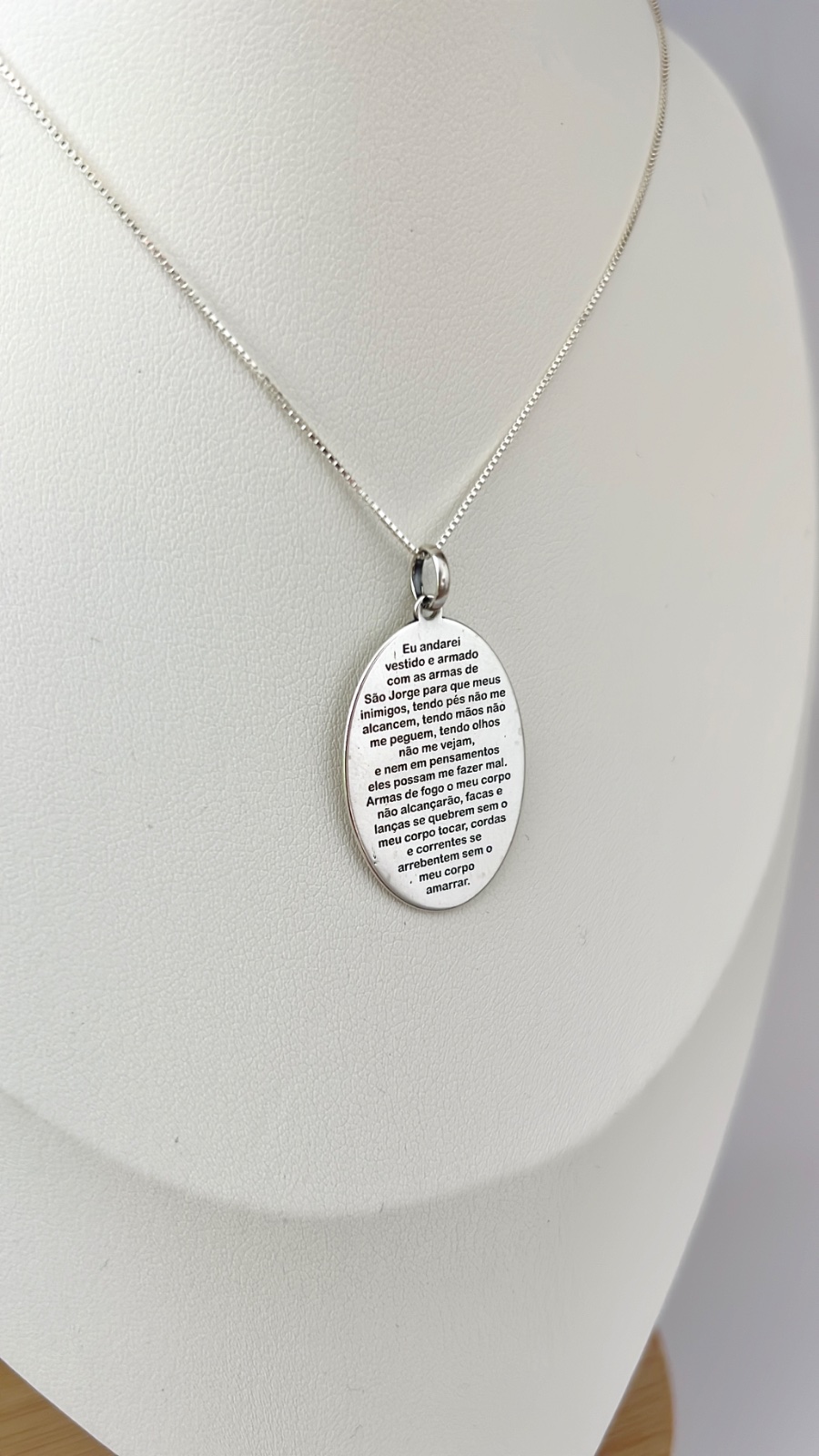 Colar Medalha Oração de São Jorge Prata 925